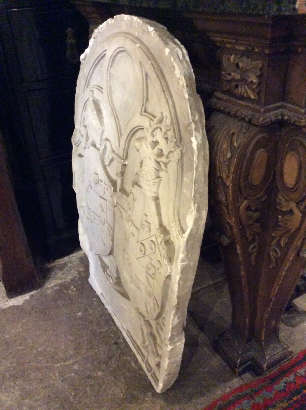 A 19thC plaster relief of a coat of arms View IV