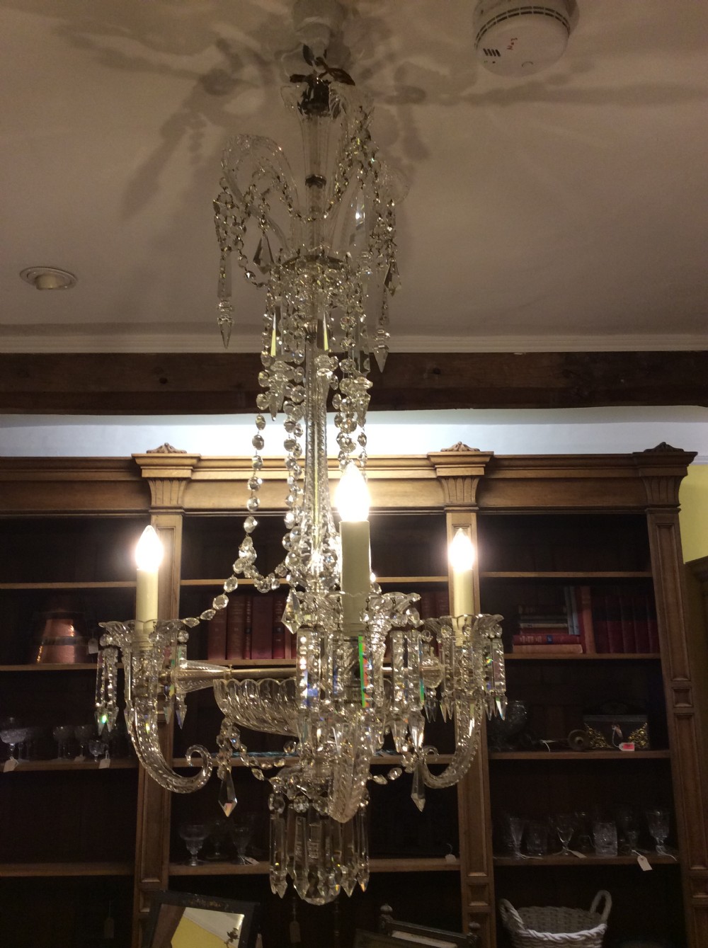 A 19thC three light Cornucopia cut glass chandelier in the style of F C Cosler View IV