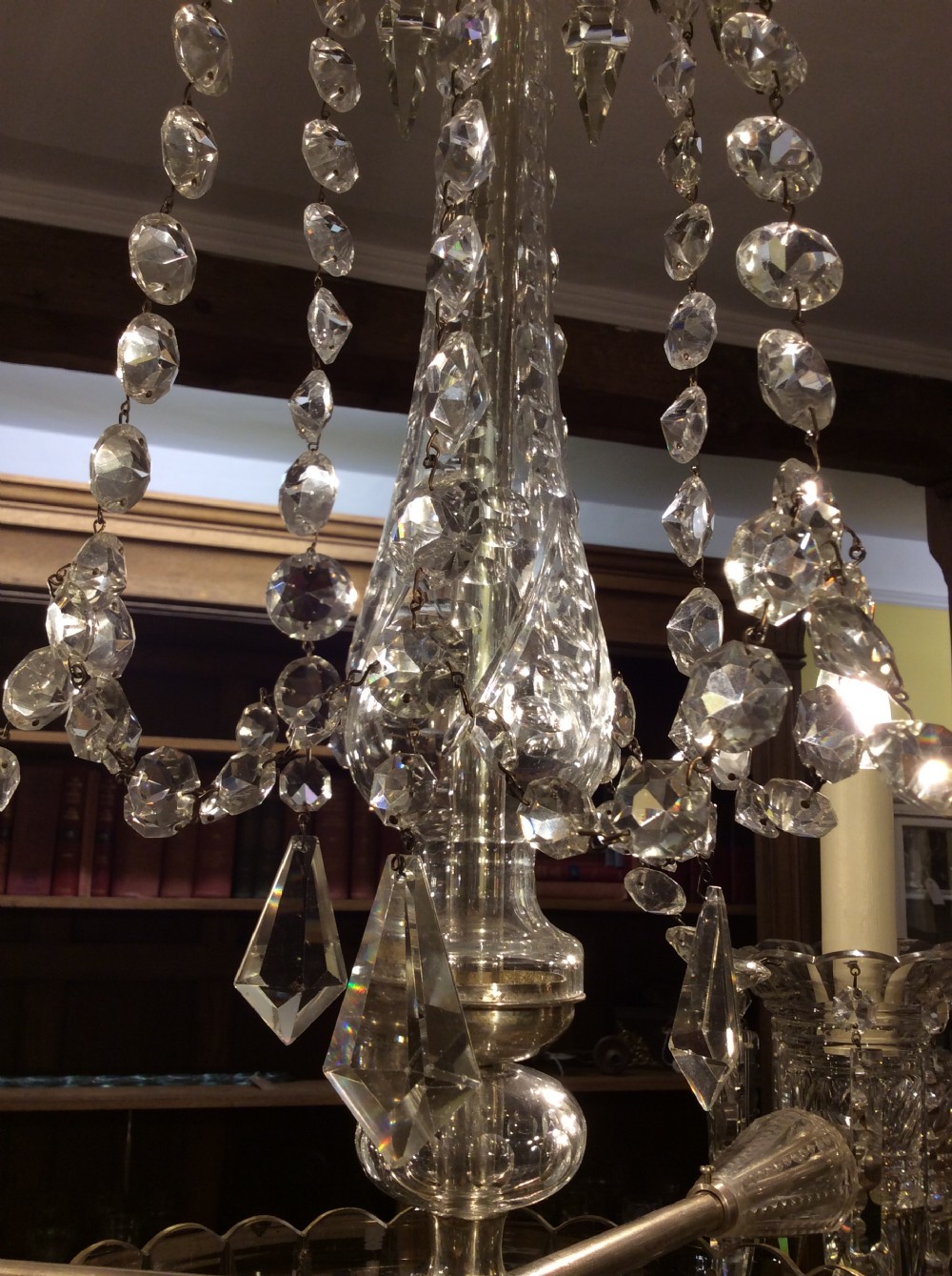 A 19thC three light Cornucopia cut glass chandelier in the style of F C Cosler View VIII