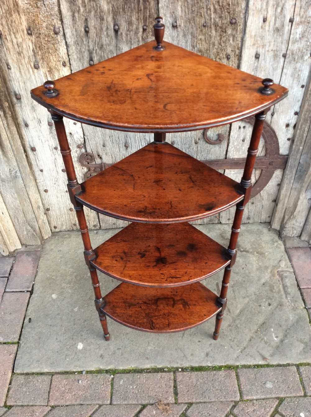 An early 19thC mahogany 4 tier corner whatnot View IV