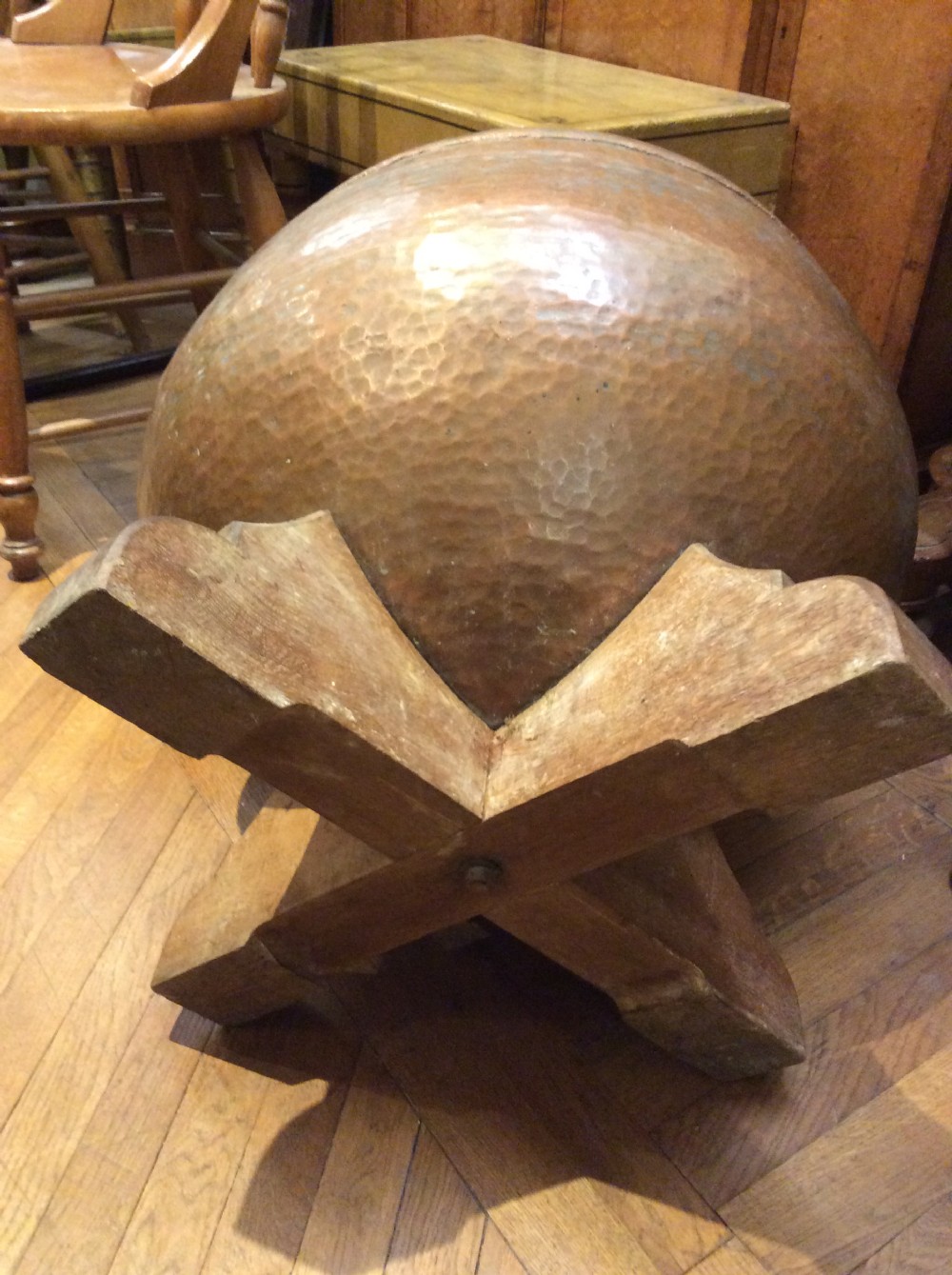 An Early 20thC beatten copper cauldron View V