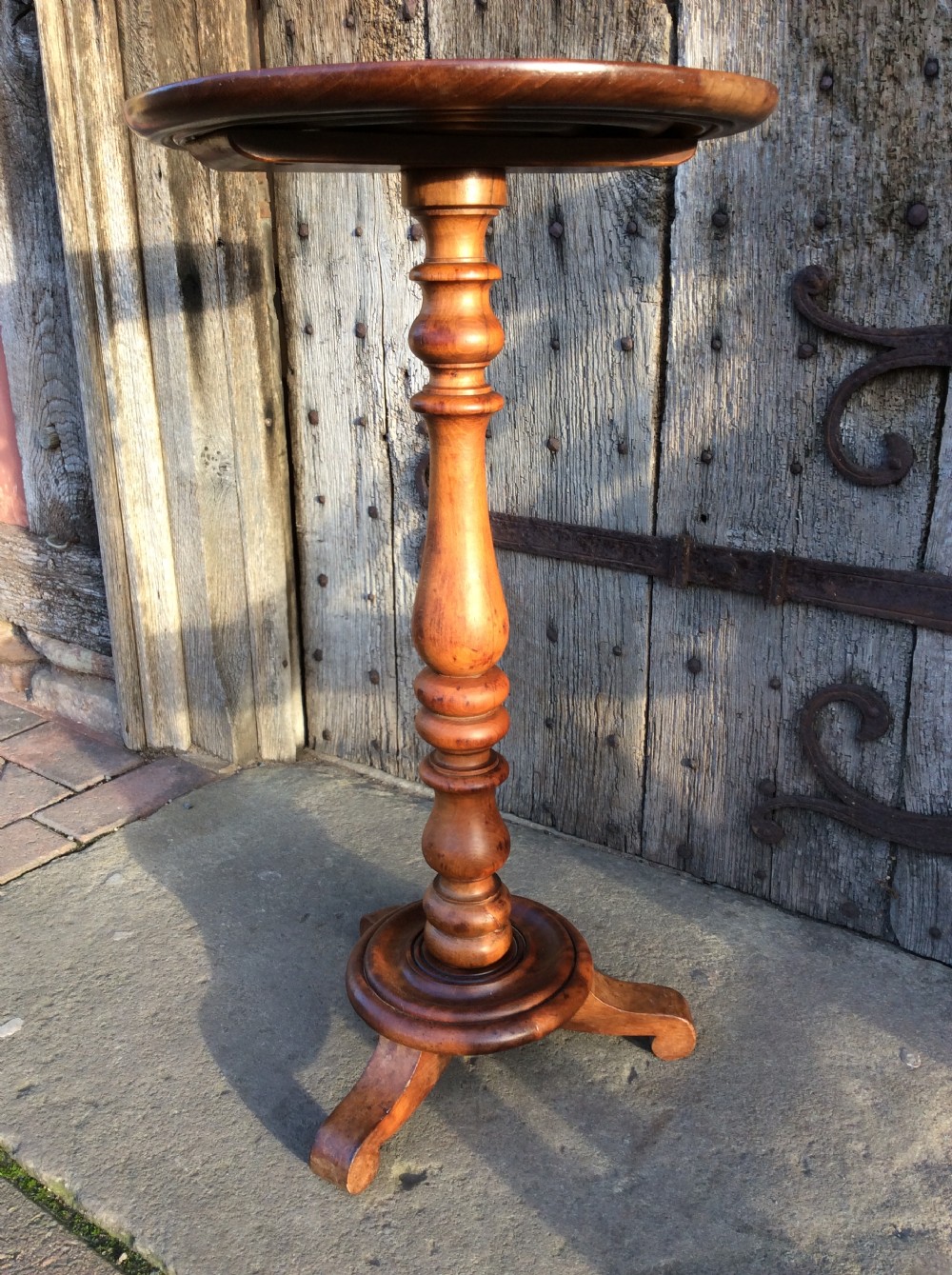 A 19thC walnut tripod lamp table View II