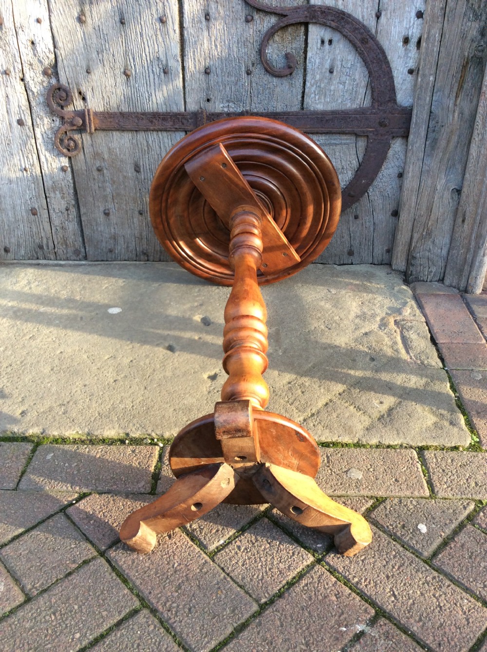 A 19thC walnut tripod lamp table View IV