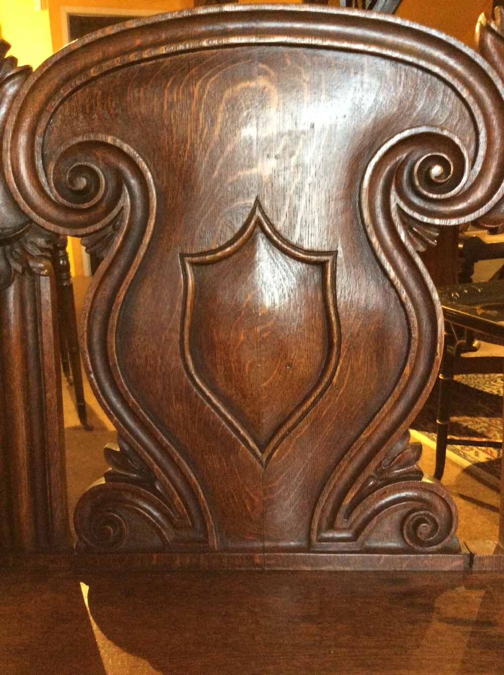 A 19thC carved oak bench View V