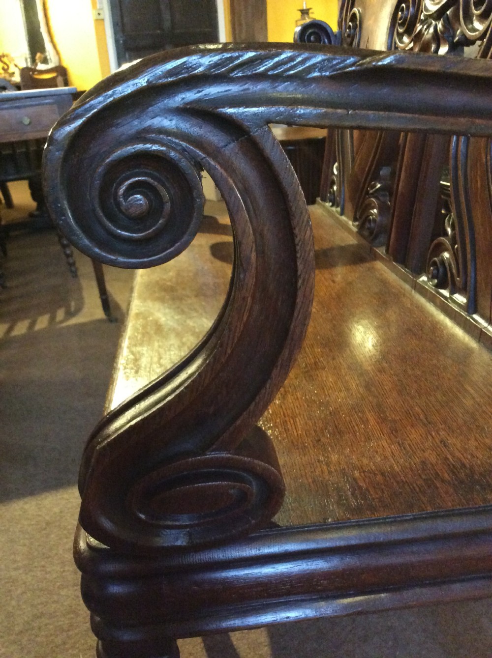 A 19thC carved oak bench View VII