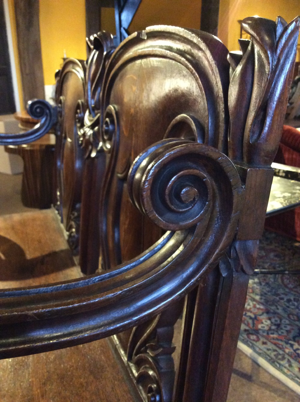 A 19thC carved oak bench View VIII