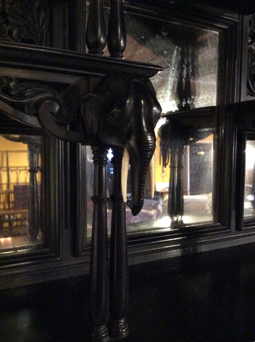 A 19thC Ceylonese ebony mirrored set of wall shelves View II