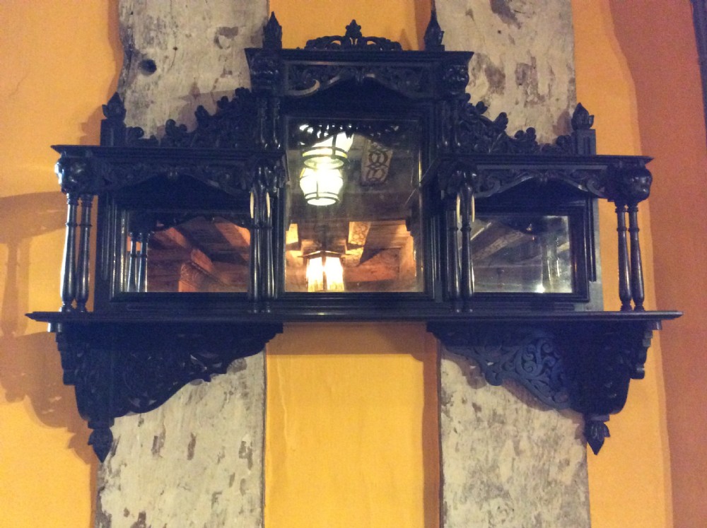A 19thC Ceylonese ebony mirrored set of wall shelves View VI