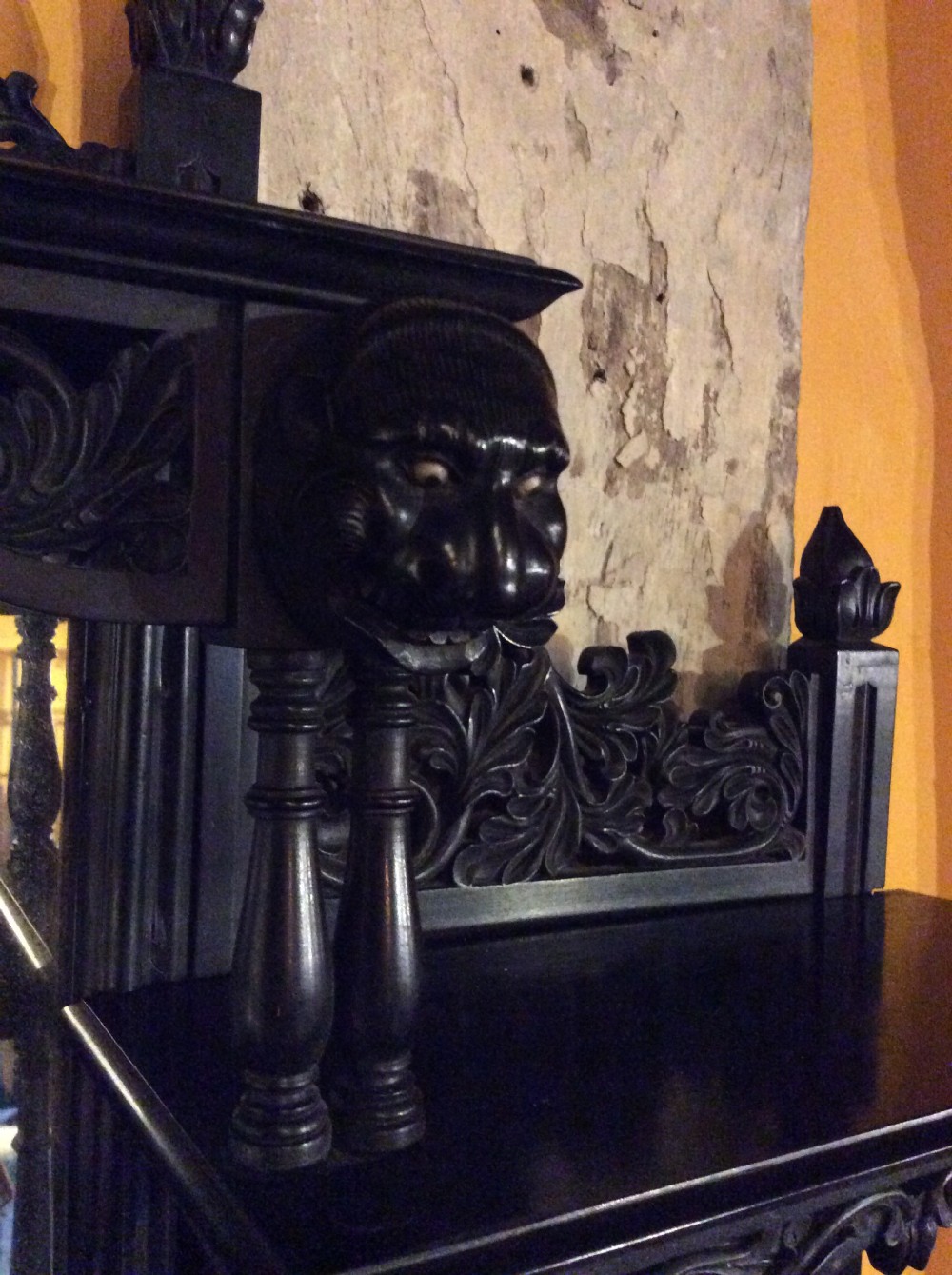 A 19thC Ceylonese ebony mirrored set of wall shelves View VII