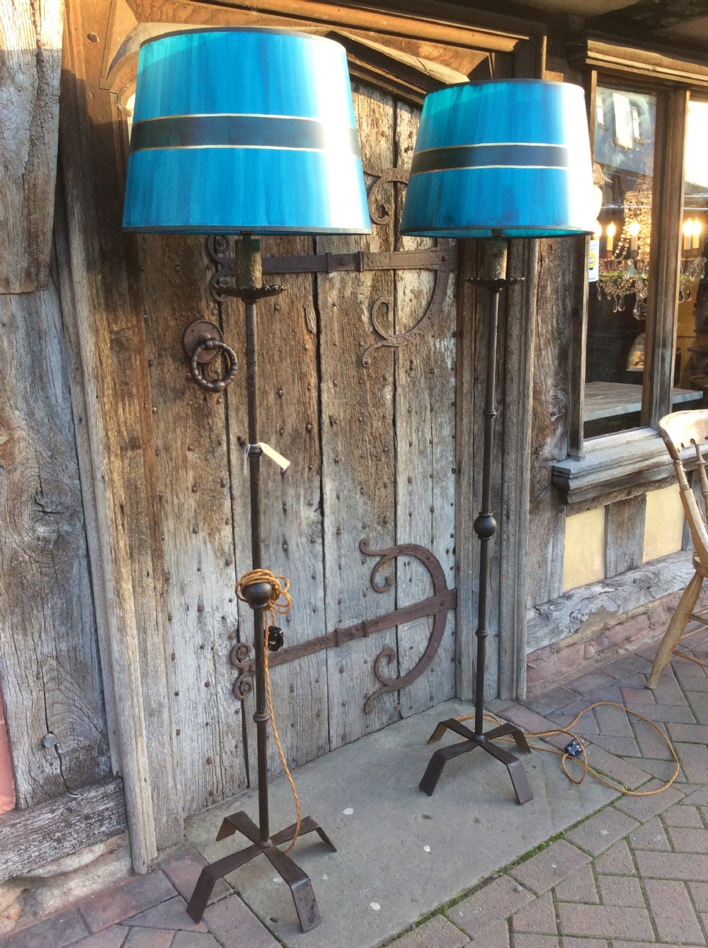 A pair of early 20thC steel standard lamps View IV