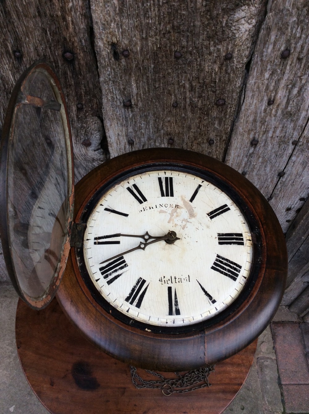 A 19thC Belfast Postman mahogany wall clock View VII