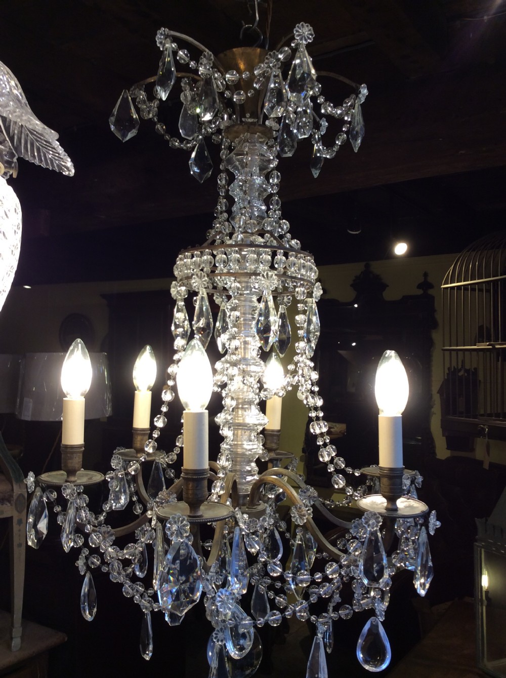 A 19thC cut glass and brass 6 light chandelier View IV