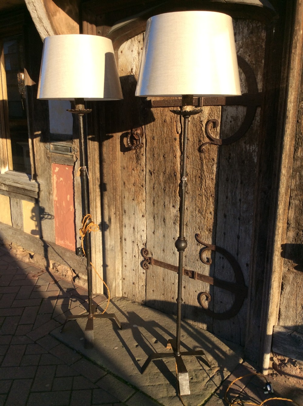 A pair of early 20thC steel standard lamps c.1900 View V