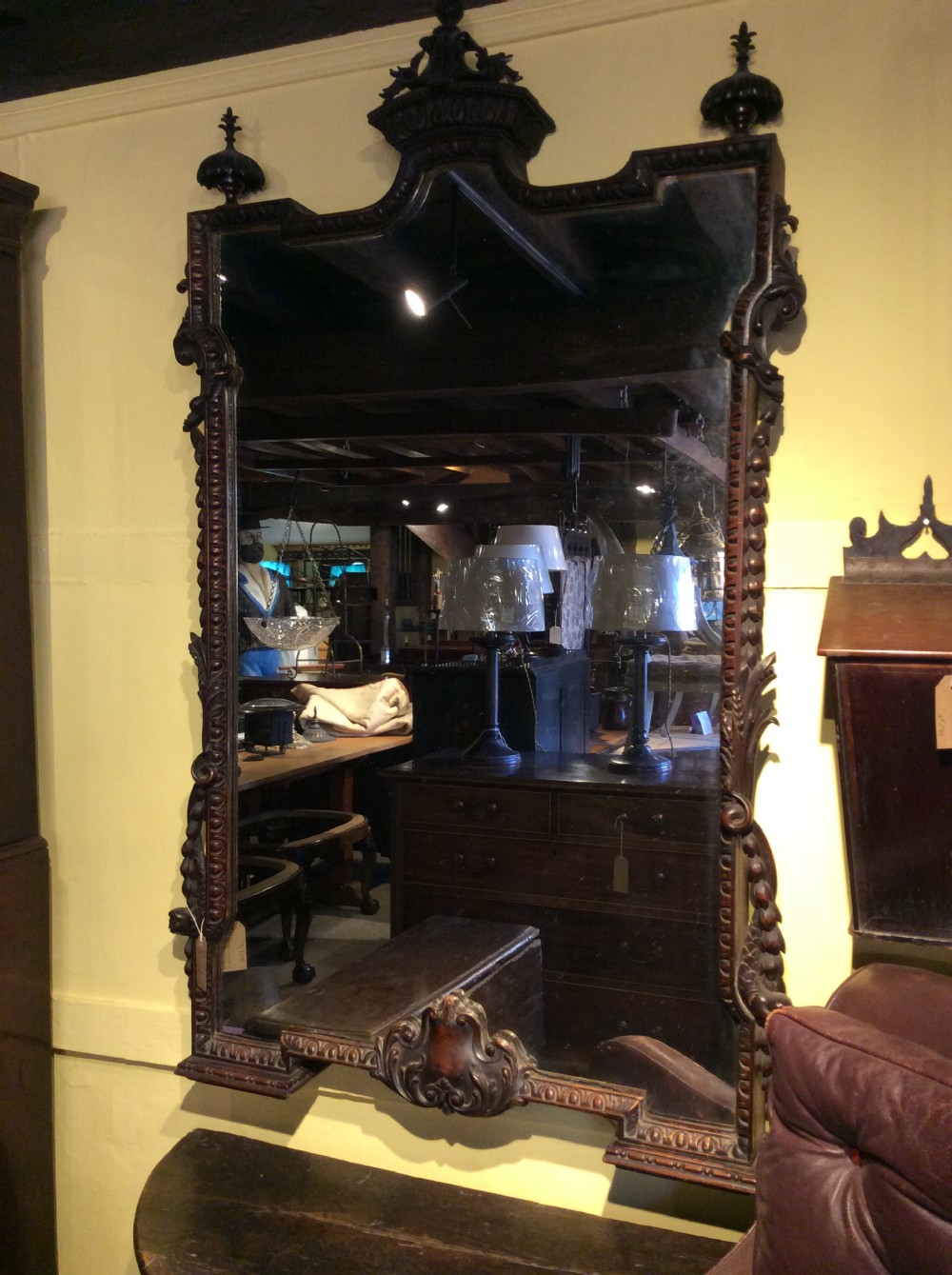Victorian Walnut carved mirror, c.1850 View XIII