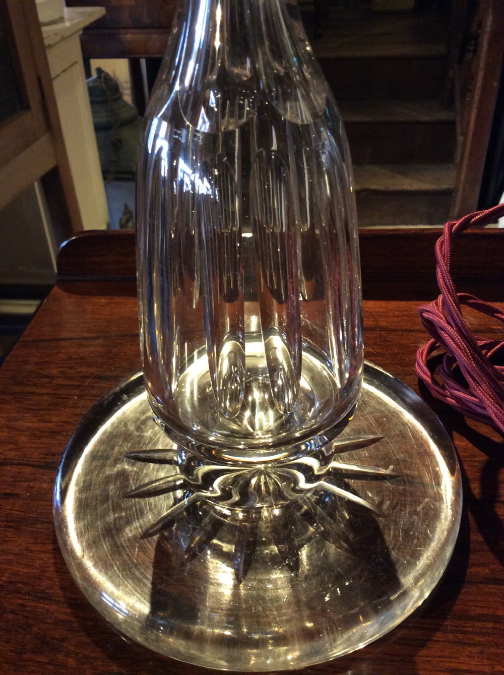 A pair of 19thC cut glass & plated silver table lamps View VI