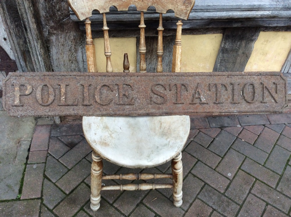 A 19thC “ Police station” sign in cast pig iron View IV