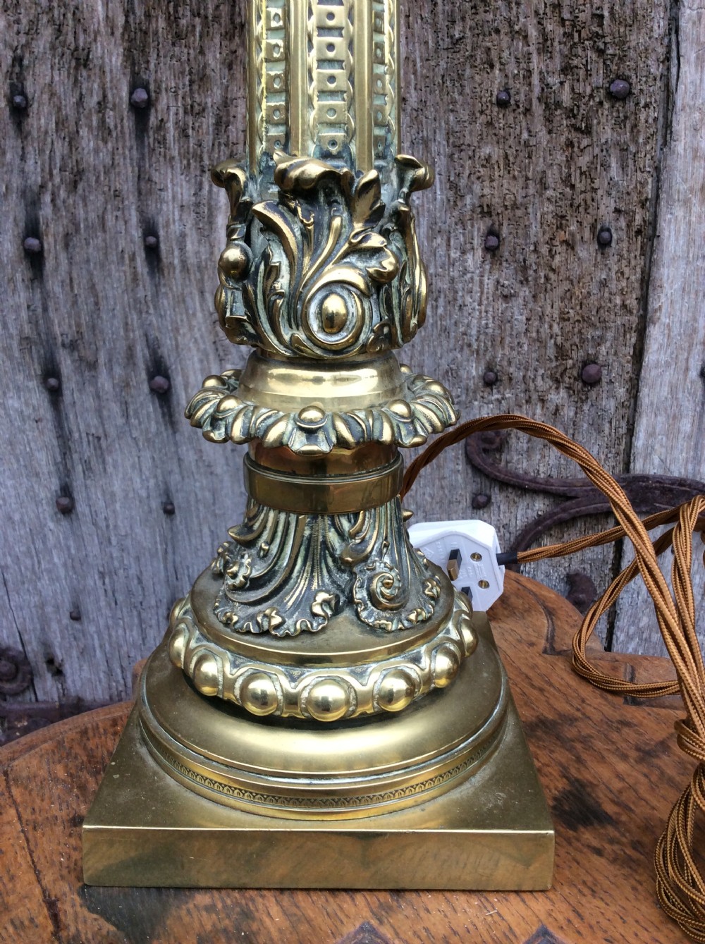 A 19thC brass table lamp View II