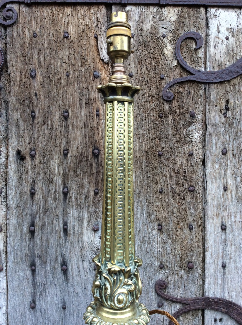 A 19thC brass table lamp View III