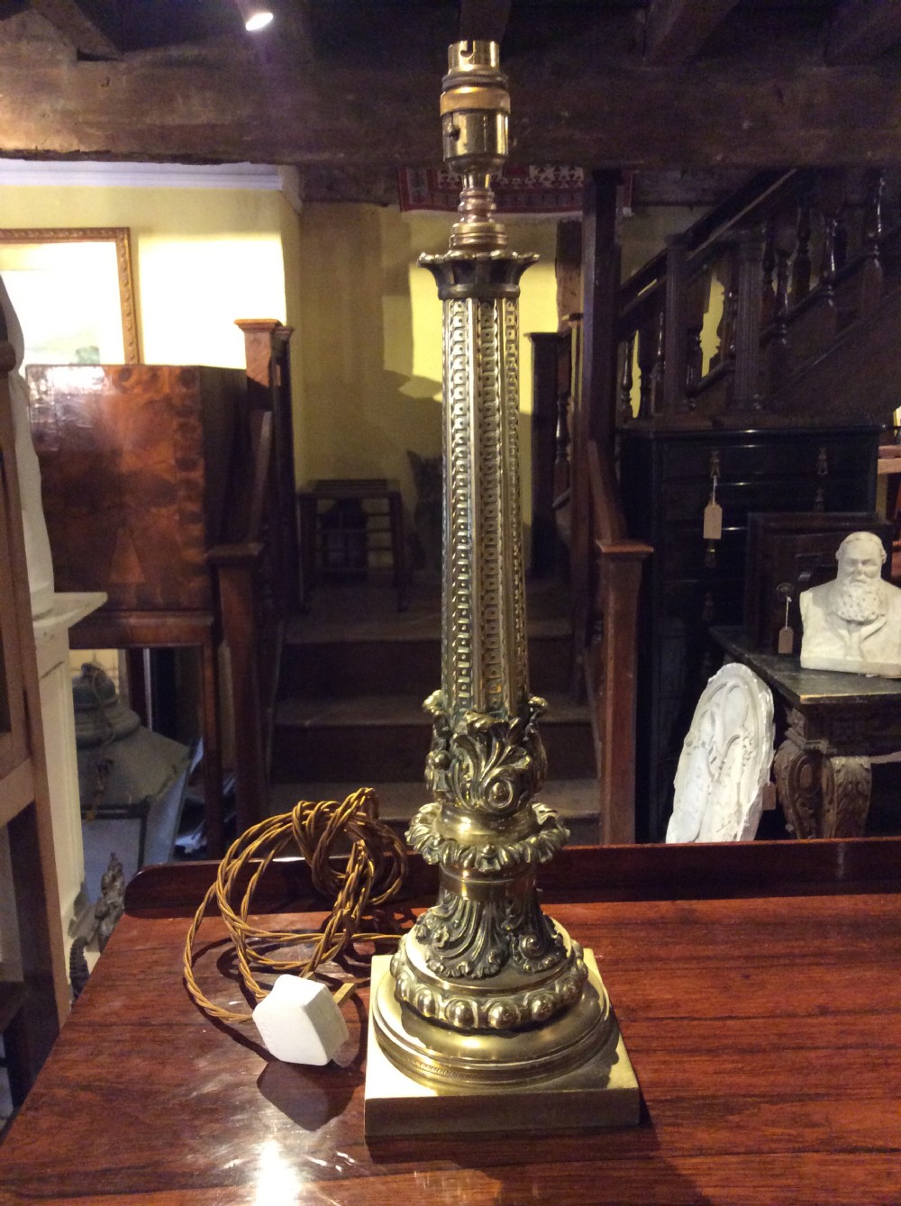 A 19thC brass table lamp View IV