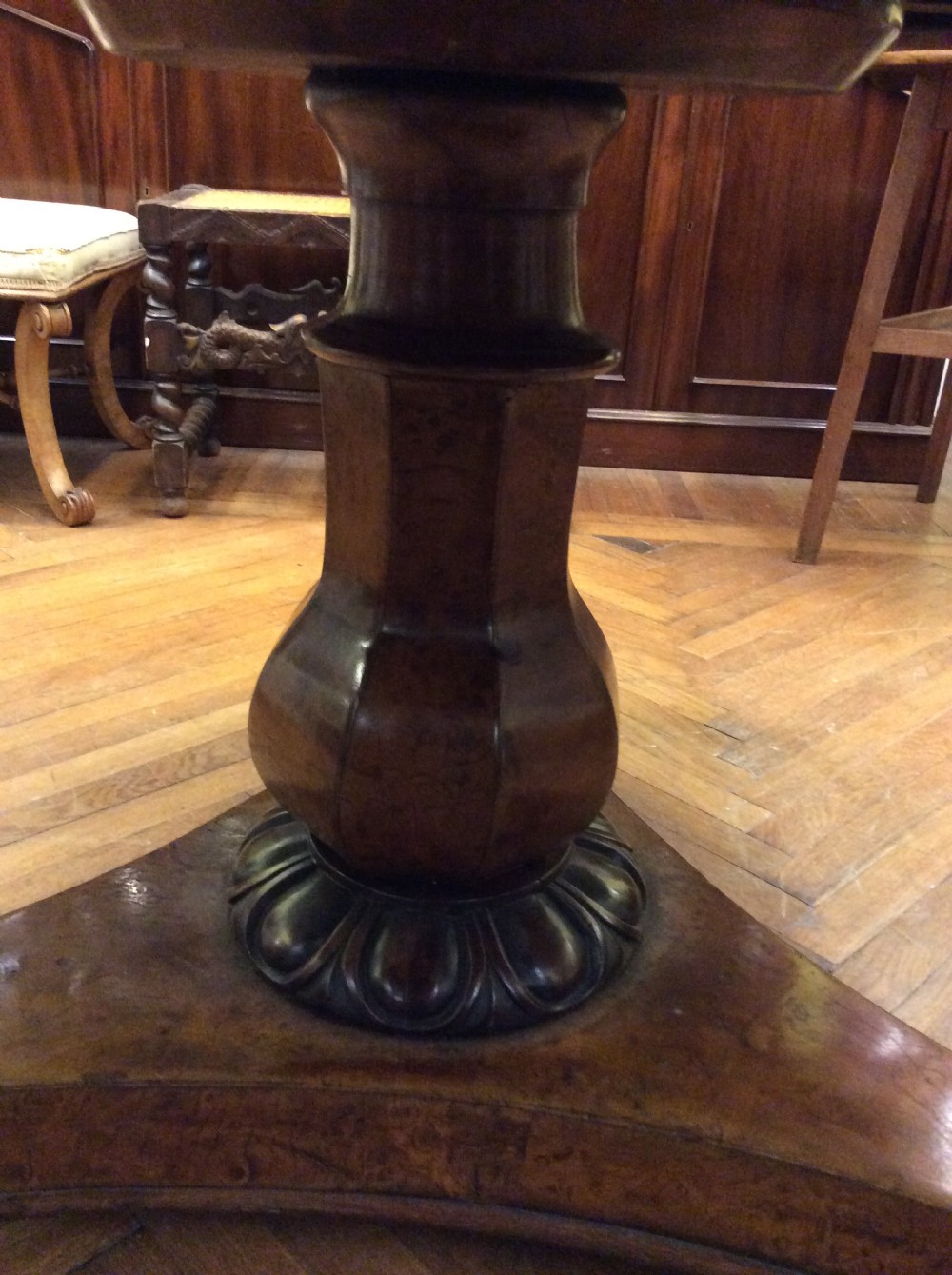 A 19thC burr oak and rosewood circular table View IV