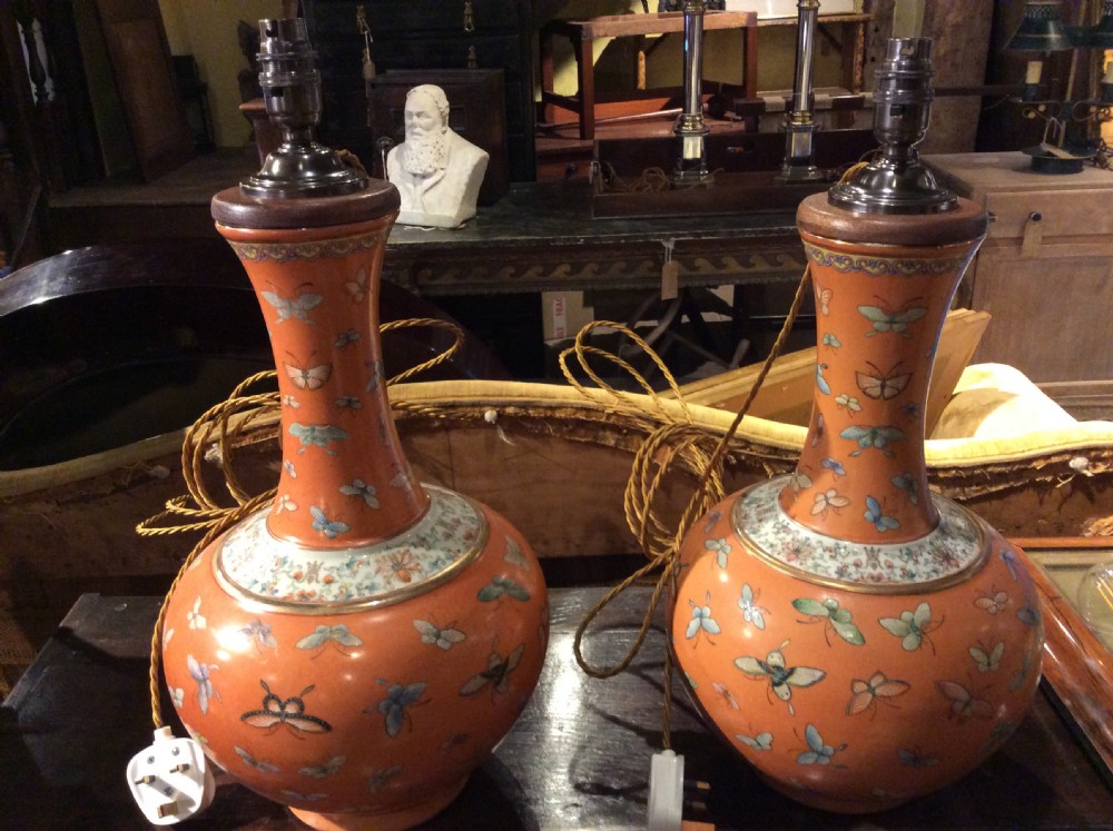 A  very near pair of lamps, both with the «  hundred butterfly » pattern   View II