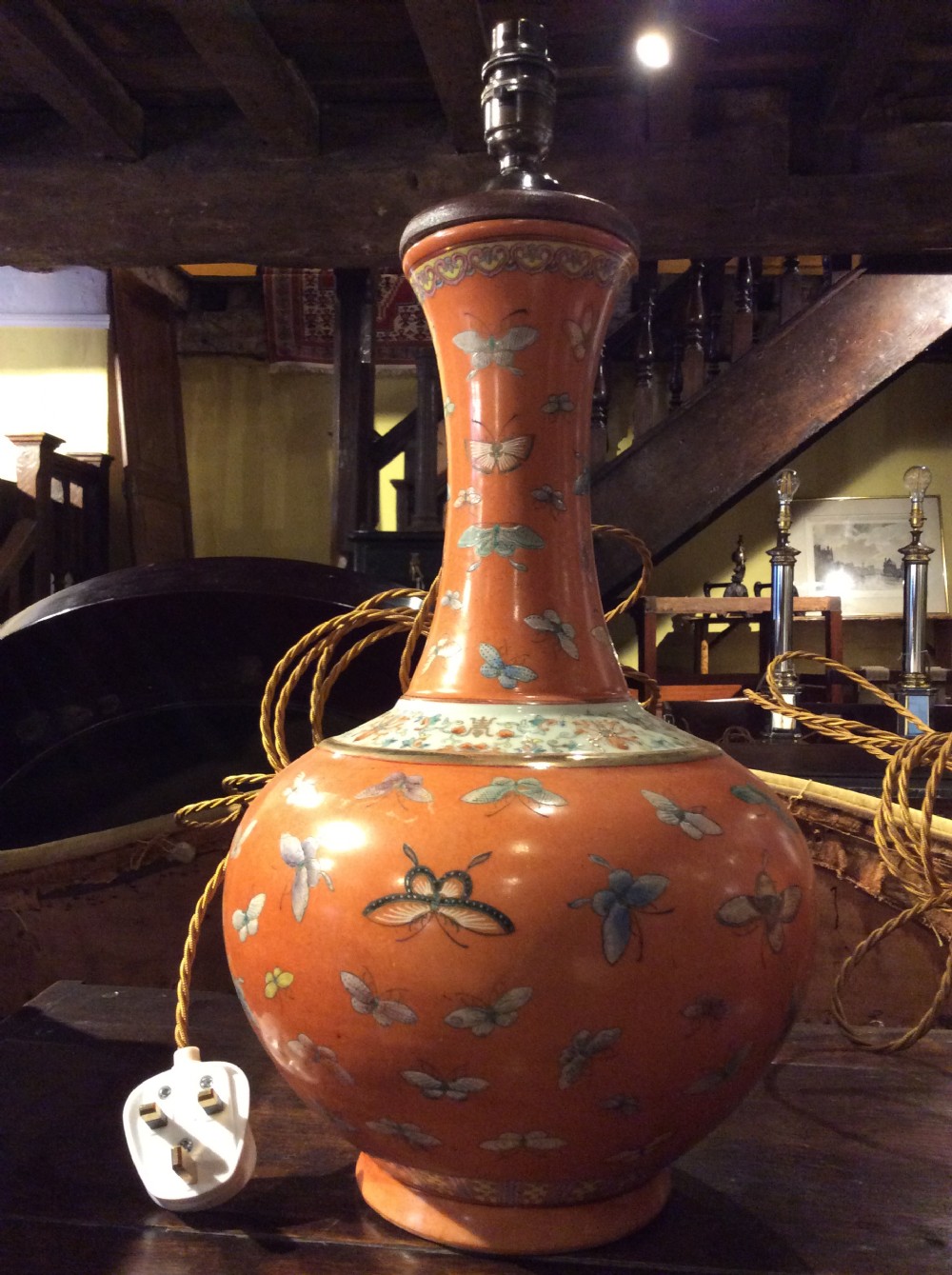 A  very near pair of lamps, both with the «  hundred butterfly » pattern   View V