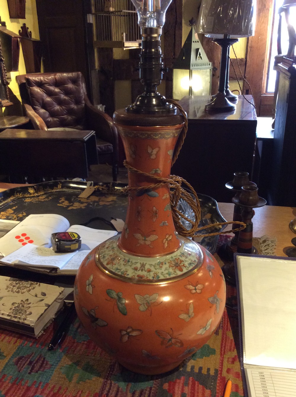A  very near pair of lamps, both with the «  hundred butterfly » pattern   View XIII