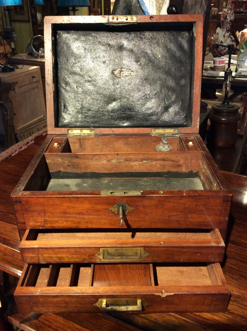 A 19thC mahogany campaign apothecary box View III