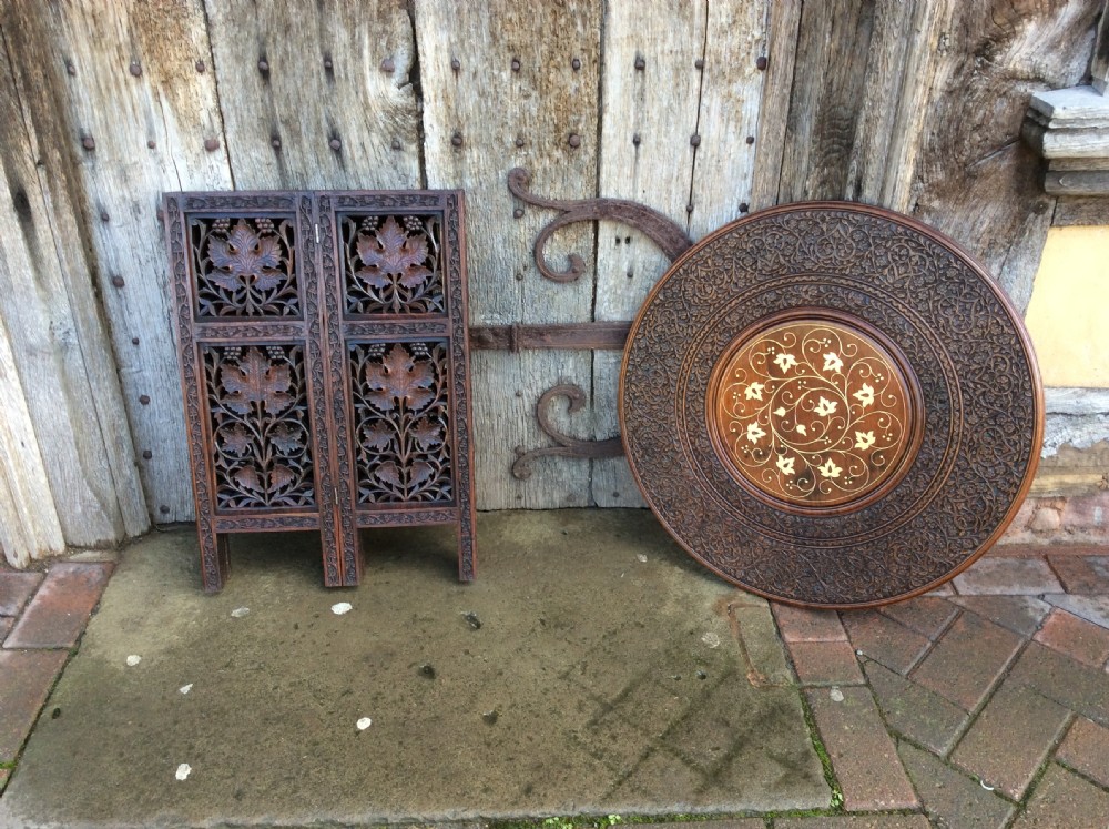 A  brass inlay Moorish folding table View IX
