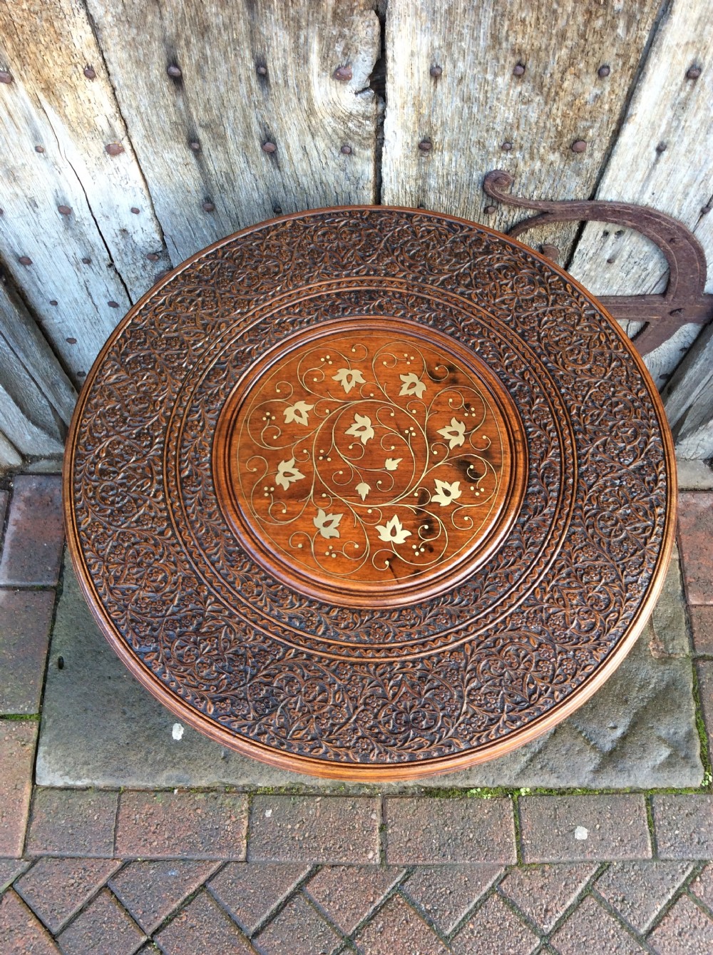 A  brass inlay Moorish folding table View XII