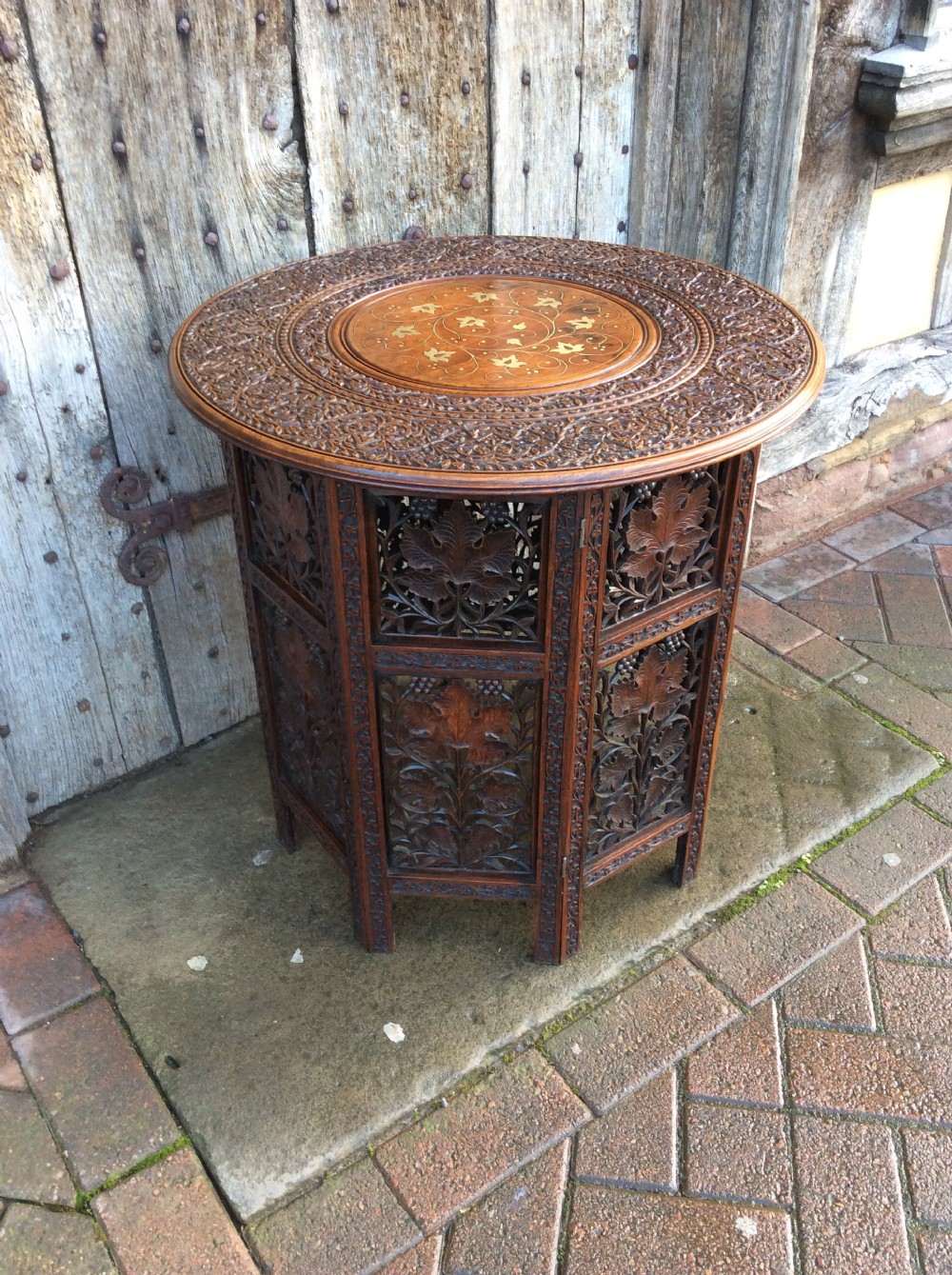 A  brass inlay Moorish folding table View XIV