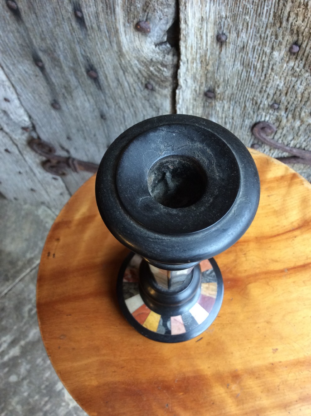 A 19thC Ashford marble and specimen marble candlestand View V