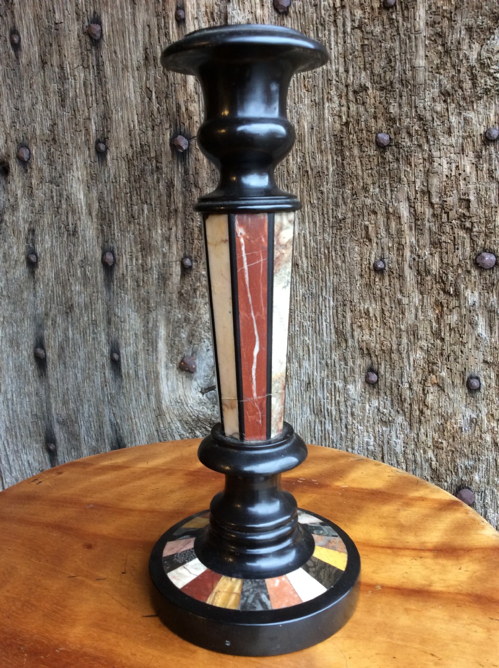 A 19thC Ashford marble and specimen marble candlestand View VI