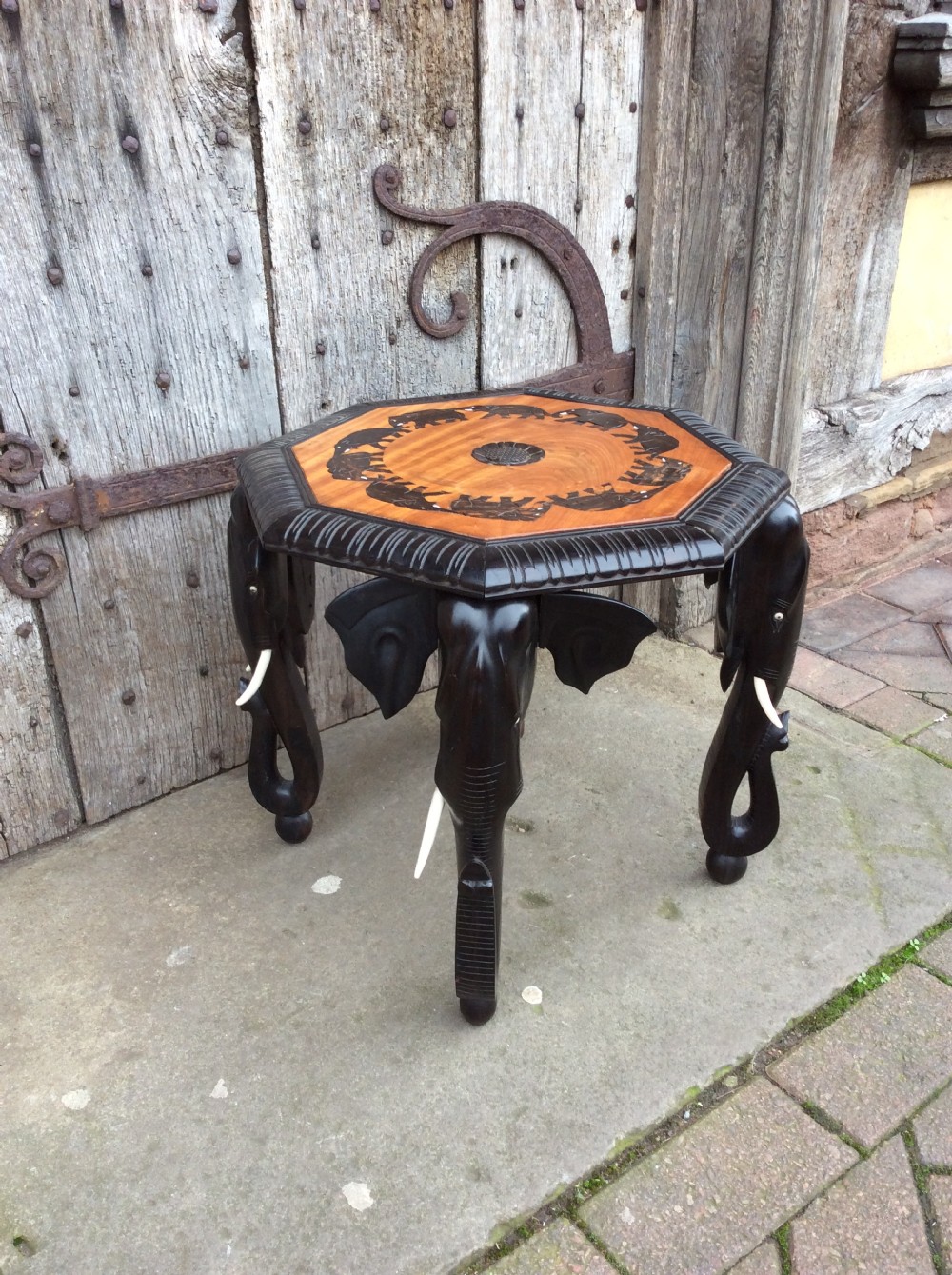 A 20thC satin wood and ebony table View III