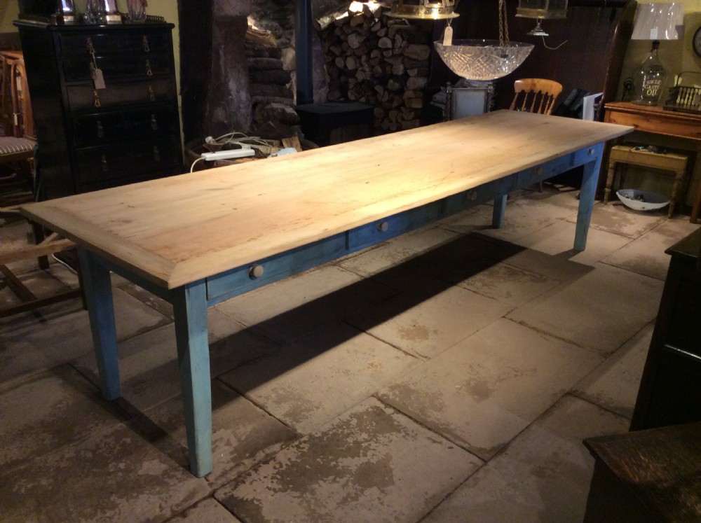 A 19thC scrub top and painted base pine table  View II