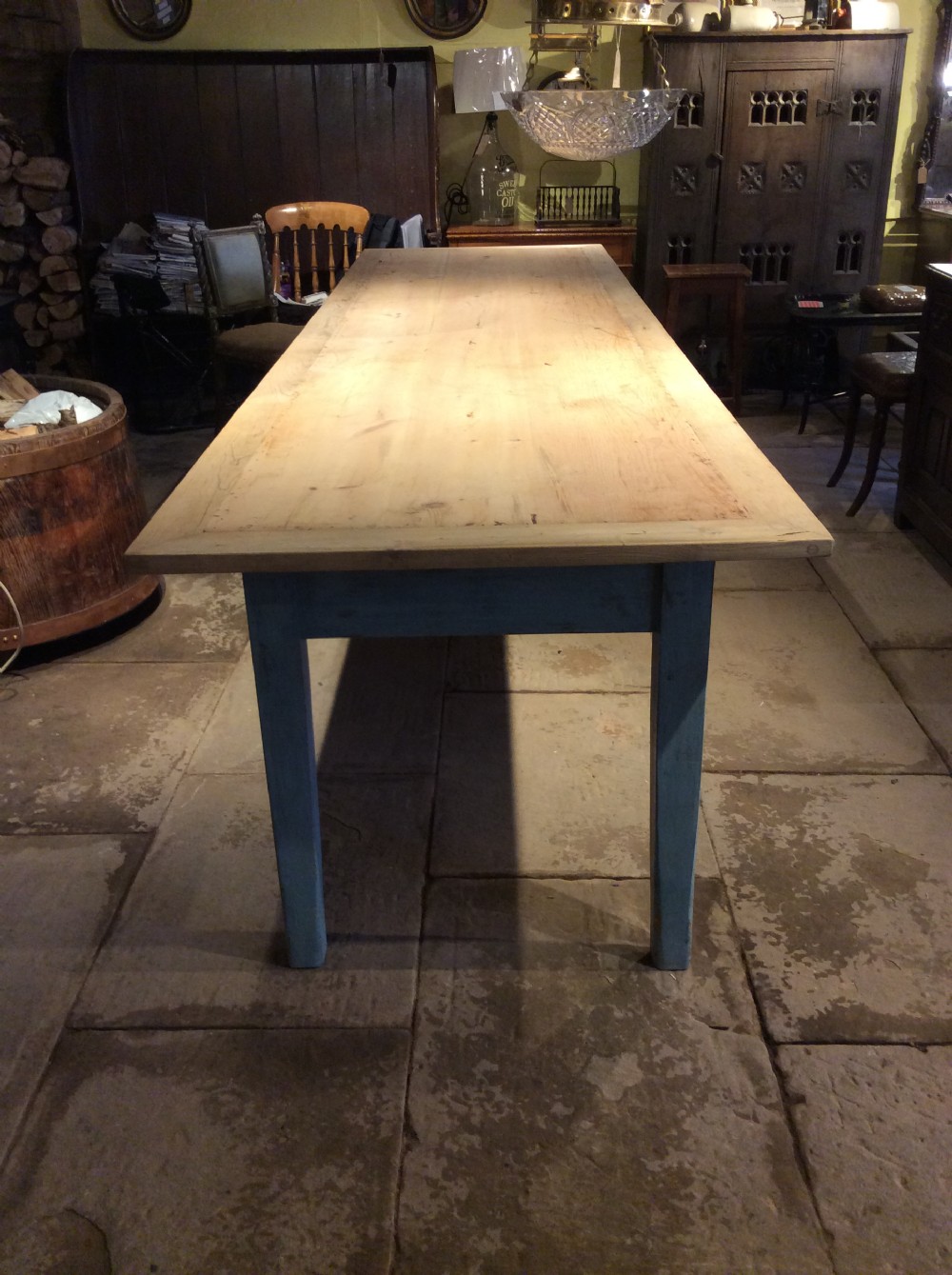 A 19thC scrub top and painted base pine table  View IV