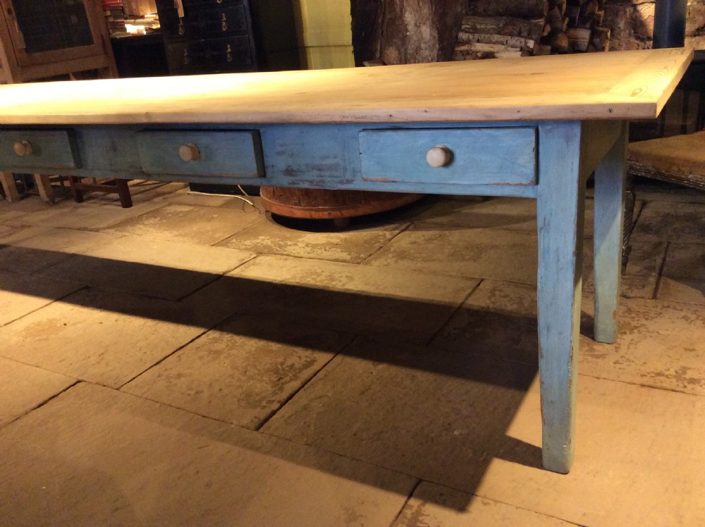 A 19thC scrub top and painted base pine table  View V