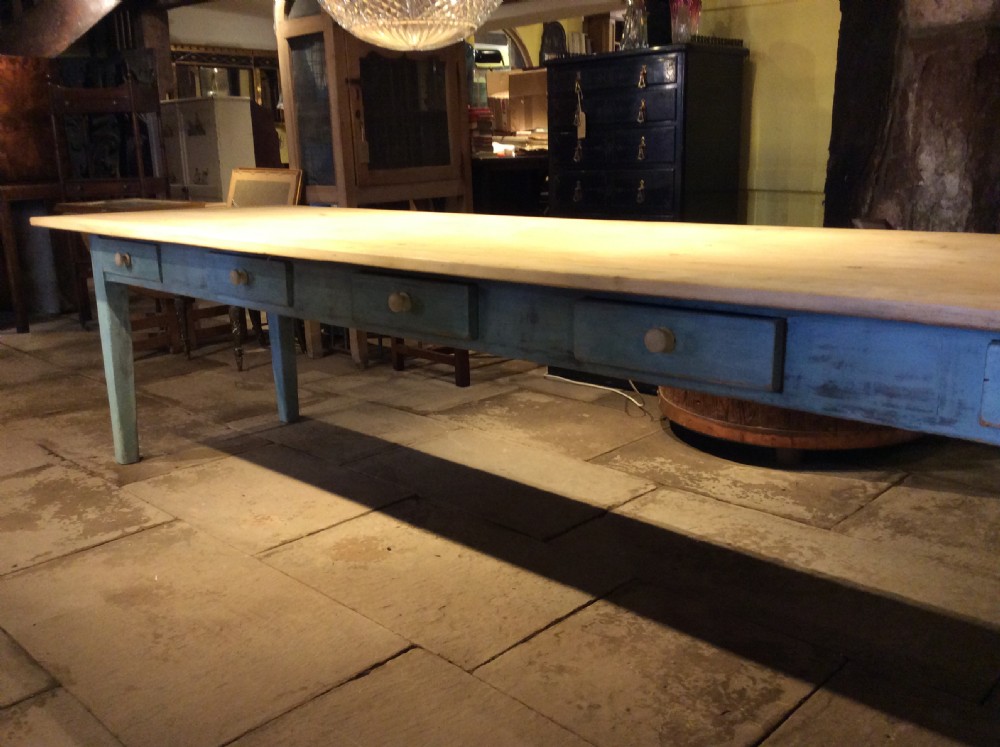 A 19thC scrub top and painted base pine table  View VI