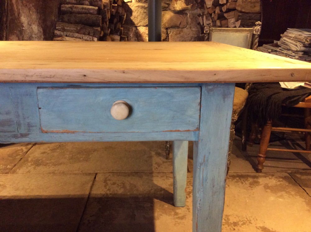A 19thC scrub top and painted base pine table  View VII