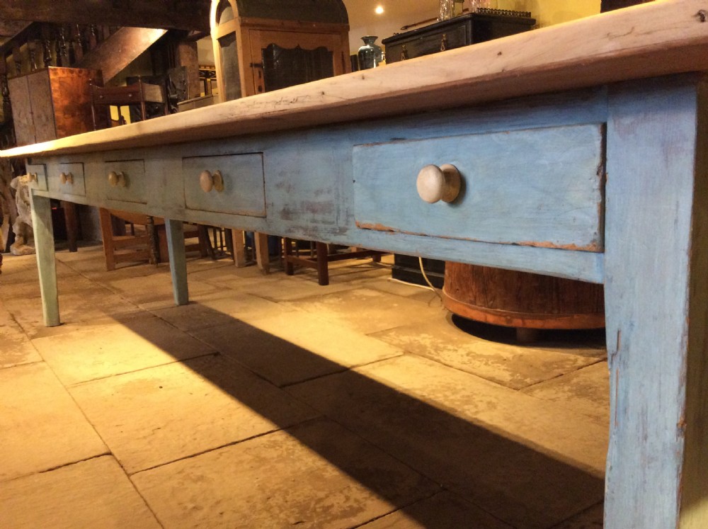 A 19thC scrub top and painted base pine table  View VIII