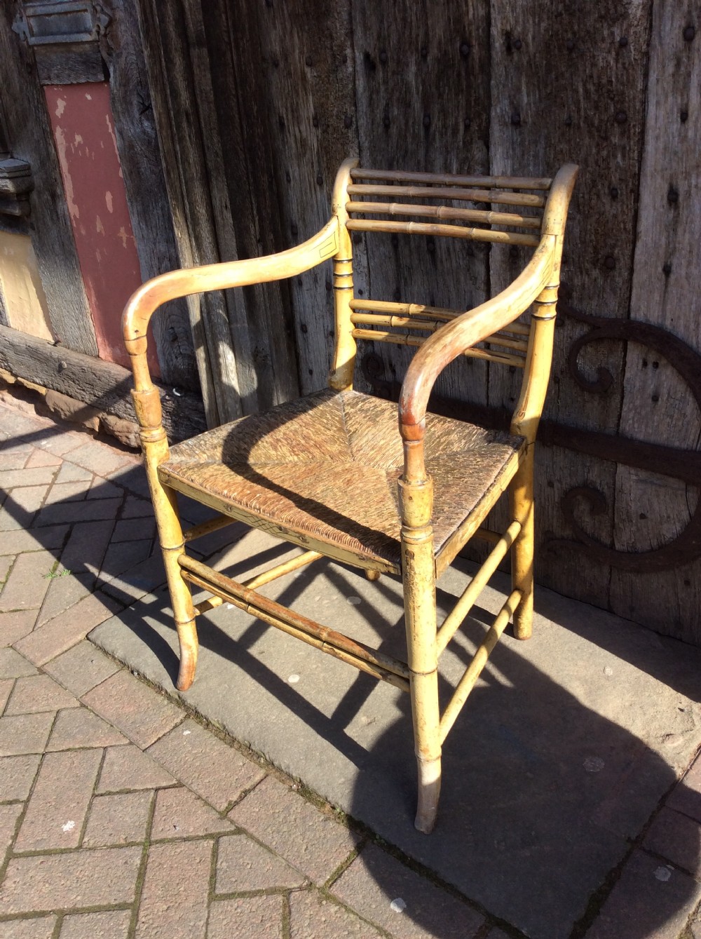  Regency faux bamboo rush seated chair View II