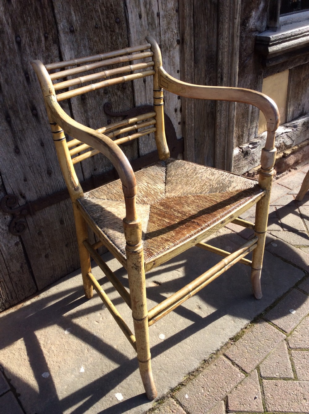  Regency faux bamboo rush seated chair View III