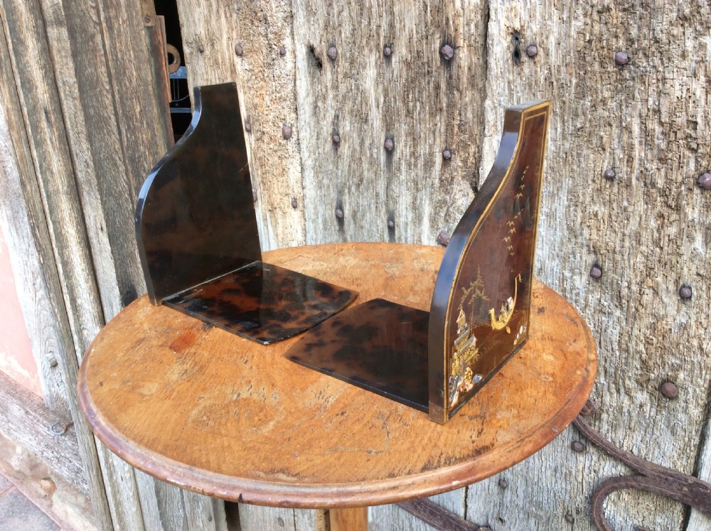 A pair of 1920’s faux tortoise shell bookends 