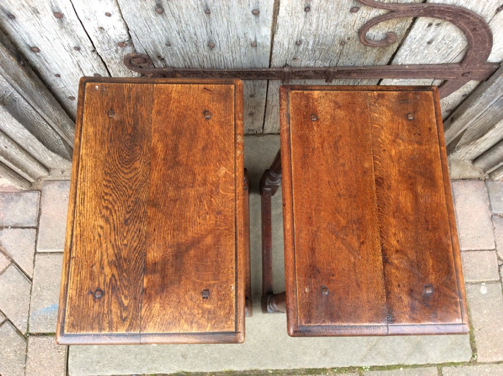 An early pair of 20thC Oak joint stools View IV