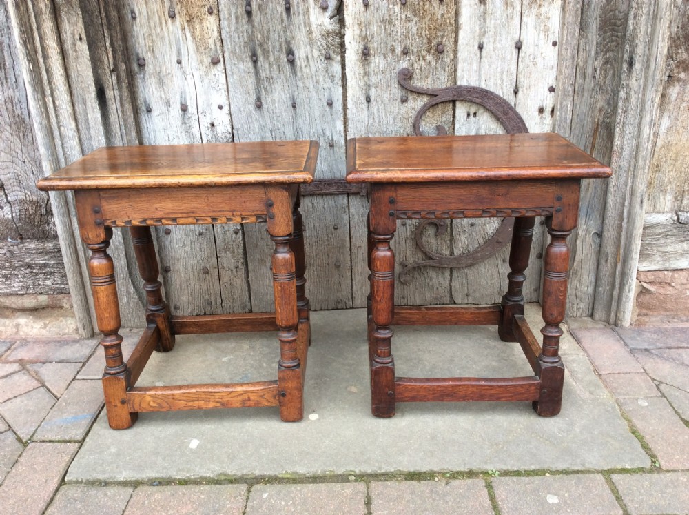 An early pair of 20thC Oak joint stools View VI