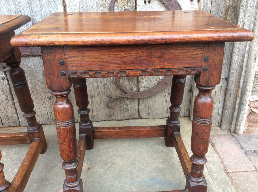 An early pair of 20thC Oak joint stools View VIII
