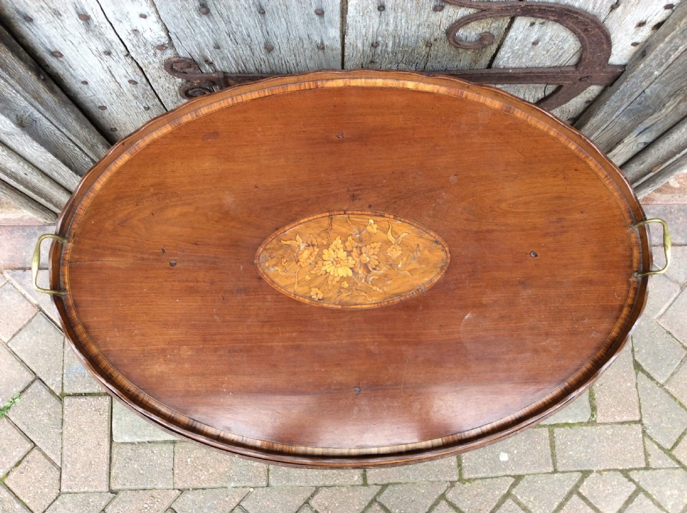 An 18thC mahogany oval tray on later stand View III