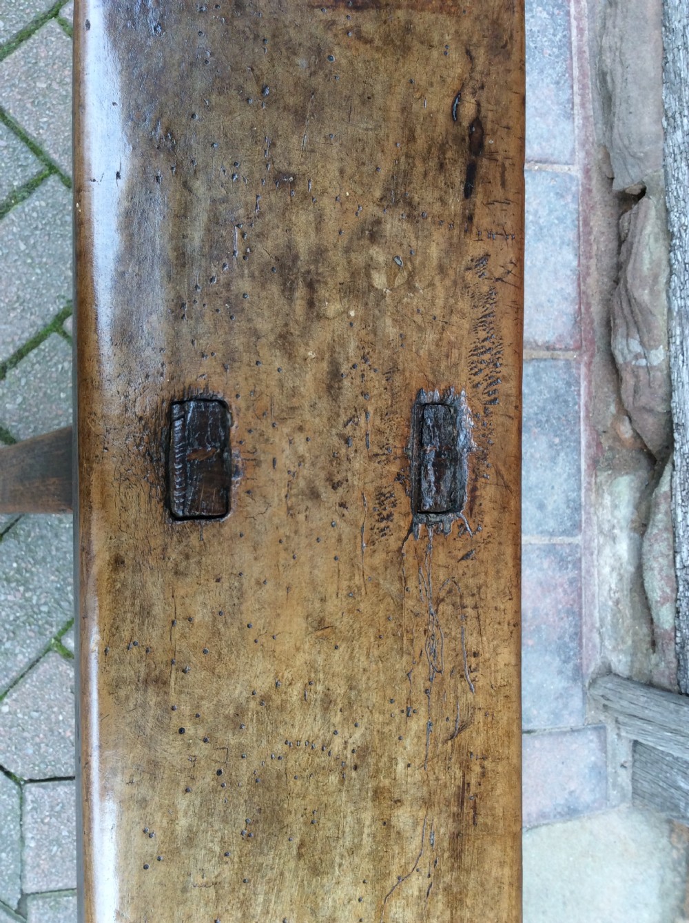 An 18thC Welsh primitive bench  View III
