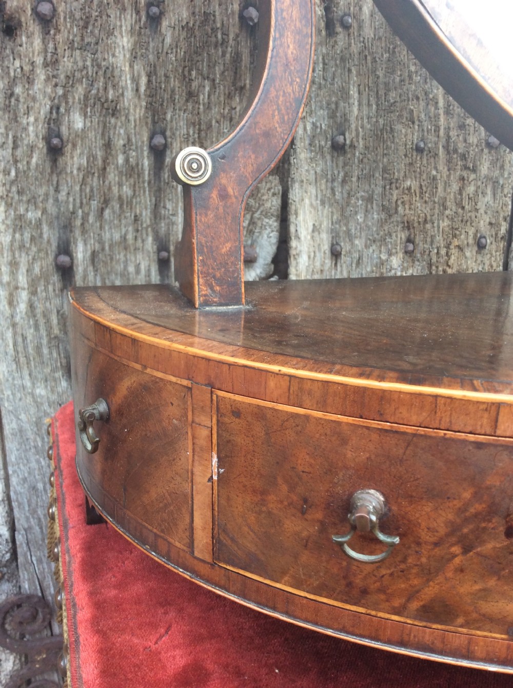 A late 18thC mahogany demi-lune table mirror View II