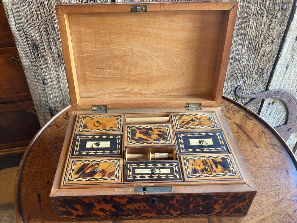 Exquisite 19th century tortoiseshell workbox